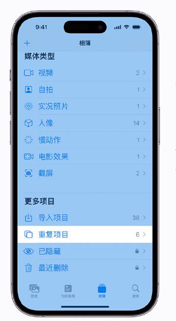 瑞溪镇苹果手机维修分享升级 iOS 16 后无法查看到“重复项目”相簿怎么办 