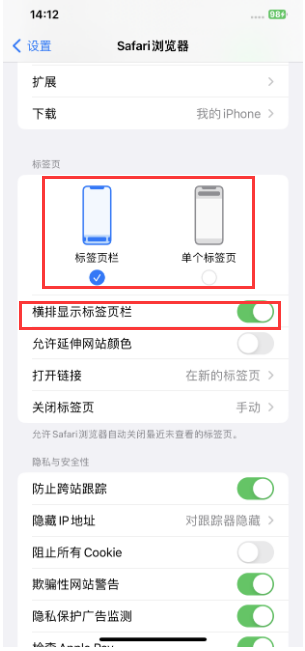 瑞溪镇苹果手机维修分享Safari浏览器如何切换标签栏位置 